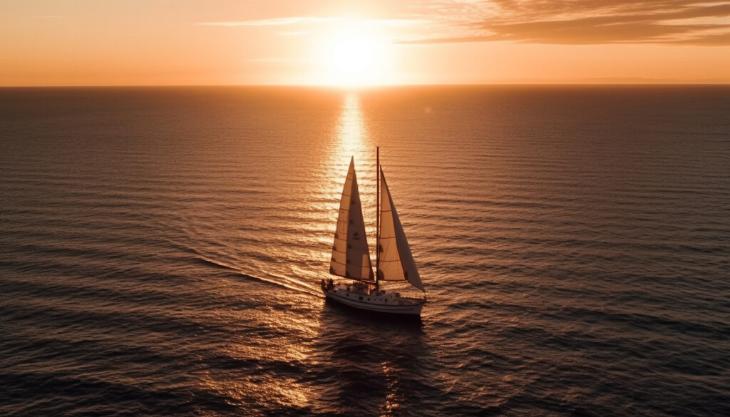 veleiro navegando ao por do sol puro romance gerado por ia